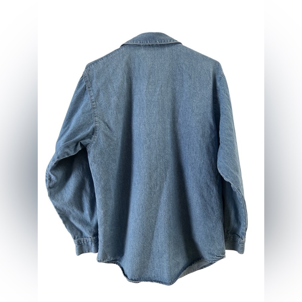 Denim embroidered vintage Christmas long sleeve button down shirt - Picture 4 of 5